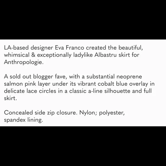 Anthropologie Eva Franco Albastru Circle Skirt Size 8 Blue Lined - Picture 3 of 8